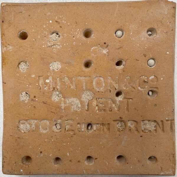 Back of Minton encaustic 6" tile stock code 6011