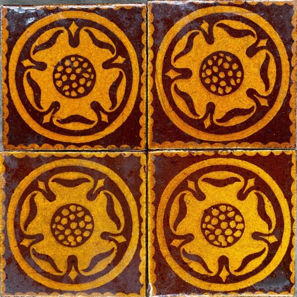 4.25” glazed encaustic tiles by Craven Dunfield & Co Jackfield.