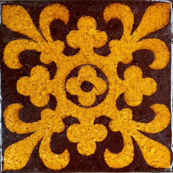 4.25" glazed Craven Dunnhill & Co Jackfield tile fleur de lys