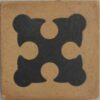 Encaustic 2 ¼” stock code 2113 buff background with black fleur de lys cross