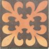 3" encaustic tile buff fleur de lys cross on black background stock code 3204
