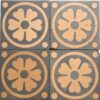3" encaustic tile buff flower on black background stock code 3205 - Image 2