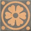 3" encaustic tile buff flower on black background stock code 3205