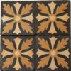 3" encaustic  buff and yellow flower on black background stock code 3212 - Image 2