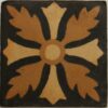 3" encaustic  buff and yellow flower on black background stock code 3212
